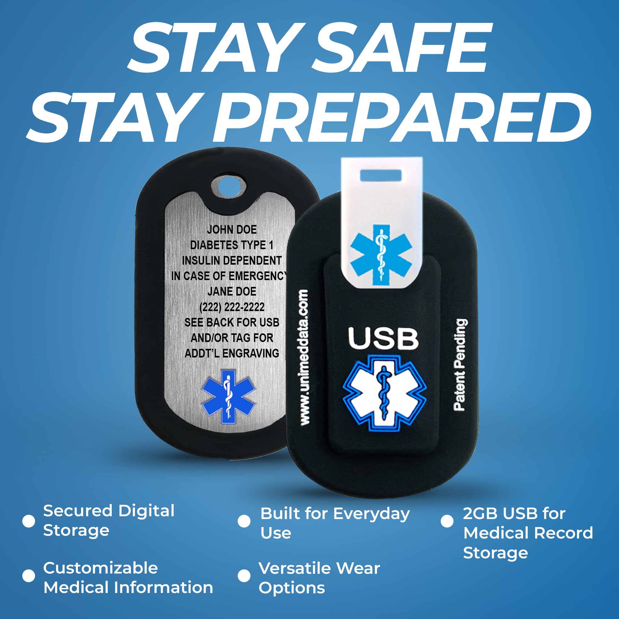 Informer Medical Alert Dog Tag With 2gb Usb And Custom