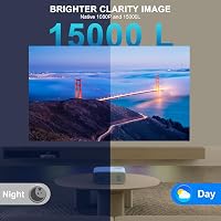 AKATUO 4K Támogatott Hordozható Projektor, Natív 1080P Felbontás, 15000L Fényerő, 5G WiFi, Bluetooth 5.2, 50% Zoom, Otthoni Mozi és Kültéri  4