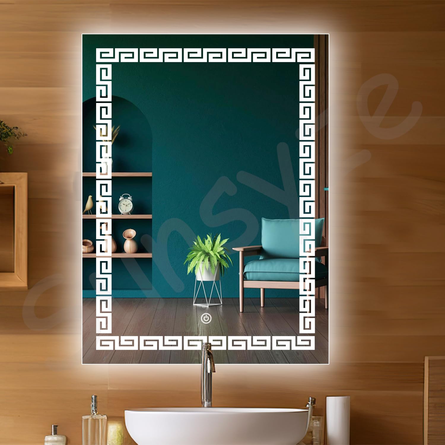 Rectangular Stylish 24x30 Wall Mounted Led Mirror in 3 Lighitng Options and Dimmable Feature with Touch Sensor for Bathroom, Living Room (Warm, White & Natural)-picture-15