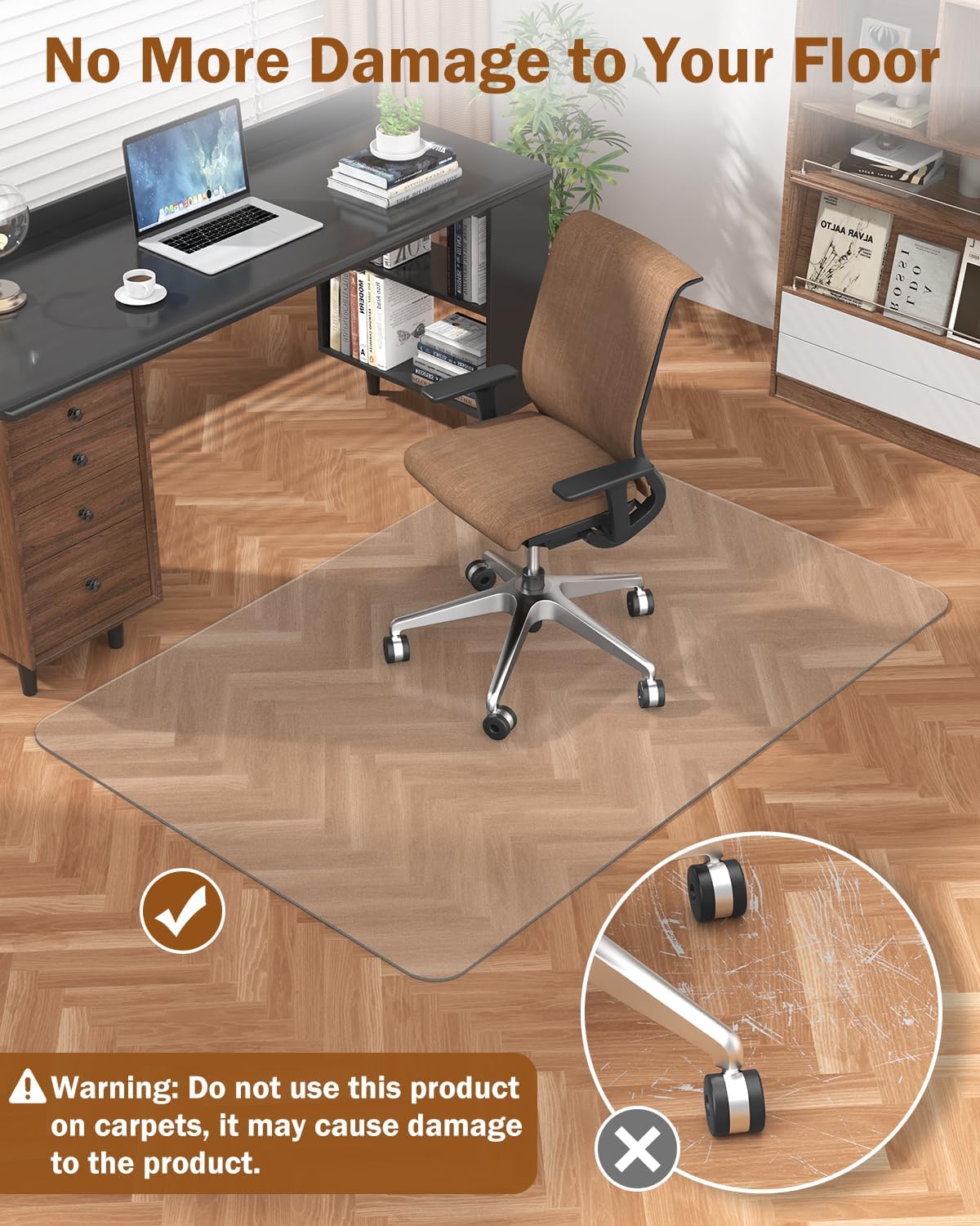 Blvornl Frosted Clear Chair Mat for Hardwood Floor, 32.3"*53" Hard Material Office Chair Mat, Memory Plastic Computer Chair Pad for Rolling Chairs, Desk Floor Rug for Office and Home