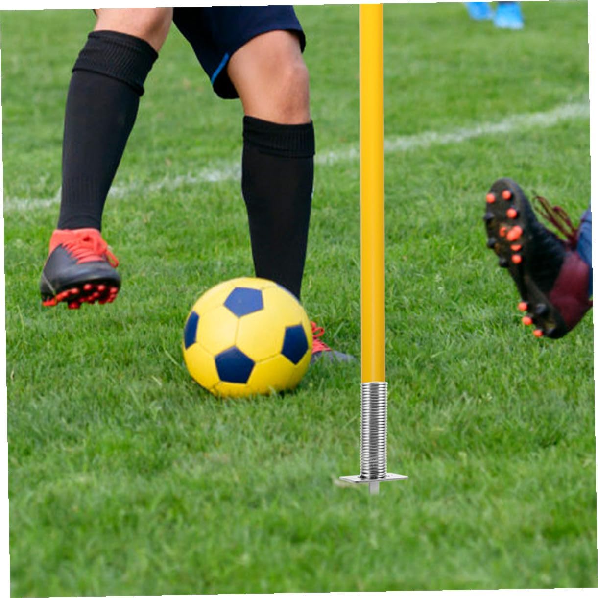 4pcs Soccer Training Corner Flags with Metal and Black Spring-Loaded Ground Stakes, Football Flag Mounts for Outdoor Agility Training and Field Marking Equipment