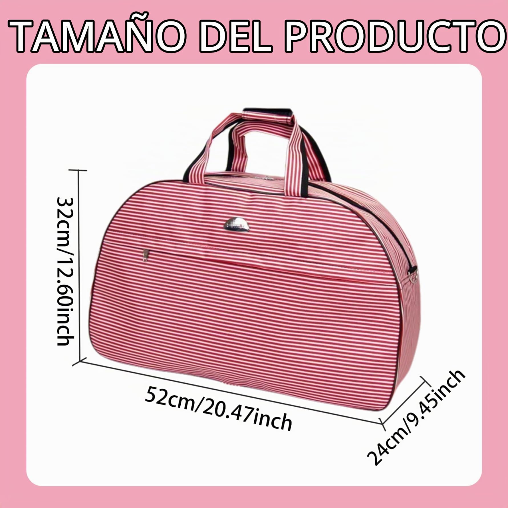 Bolso de Lona con Ruedas y Mango, Bolsa de Viaje con Ruedas a Prueba de Agua de Gran Capacidad para Mujeres para Hombres, Rayas de Color Blanco Rojo