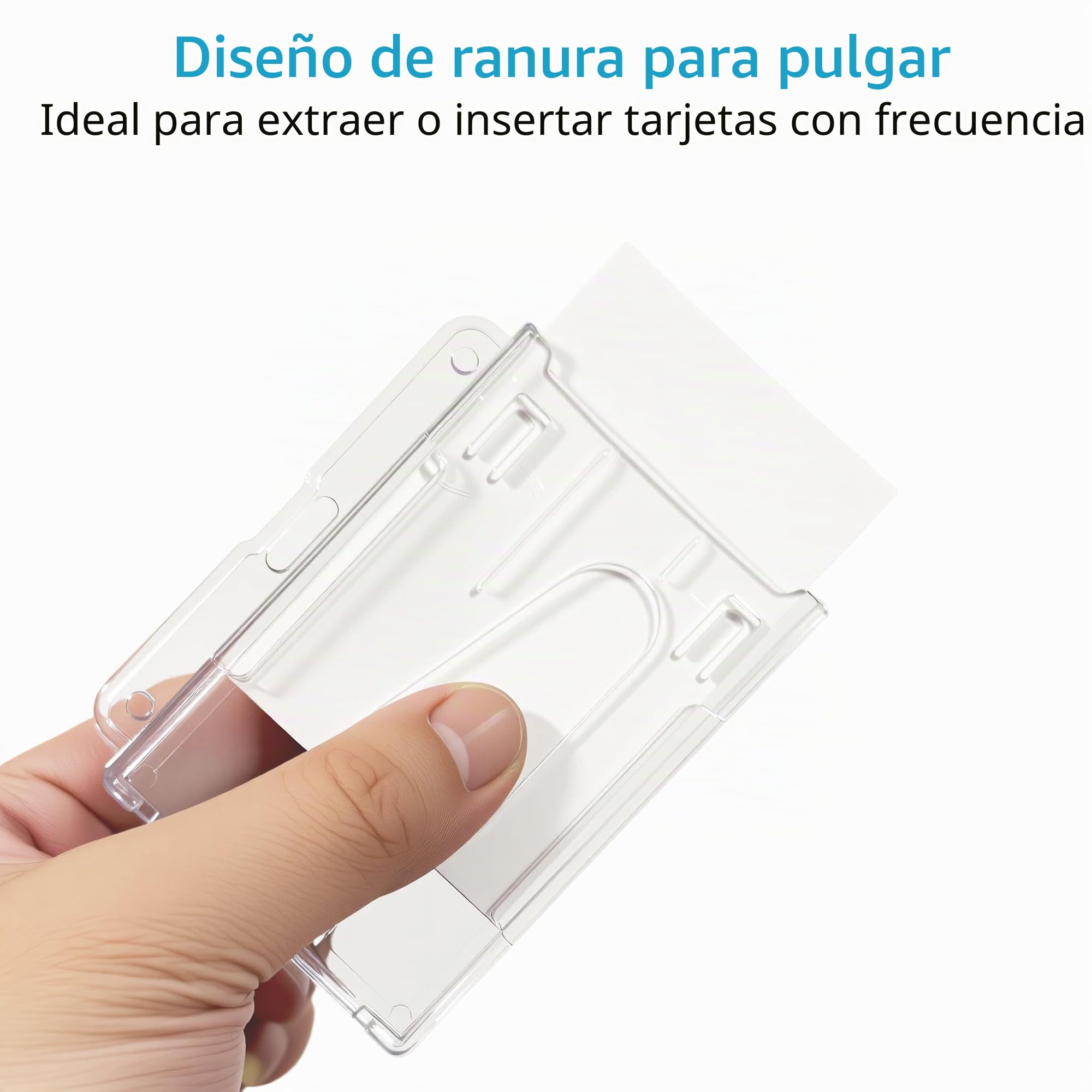 Portatarjetas de Identificación - Juego de 2, Funda de Plástico Resistente, Ideal para Tarjetas de Proximidad, Tarjetas de Crédito y Documentos de Identificación (Horizontal 2 Pcs)