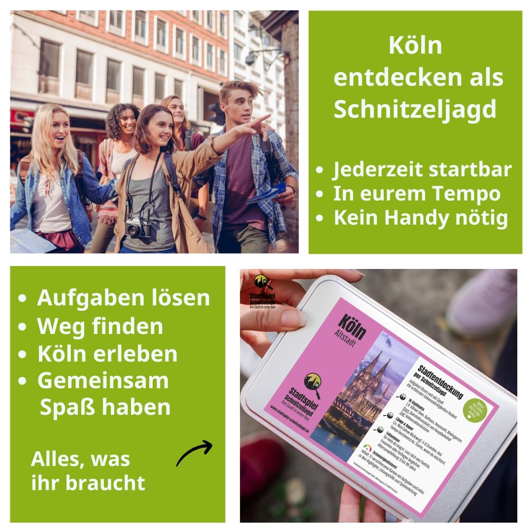 Stadtspiel Schnitzeljagd Köln Altstadt - Entdeckertour | Stadtrallye durch die Kölner Altstadt – ideales Erlebnisgeschenk für Touristen & Einheimische, perfekt für Teamevents