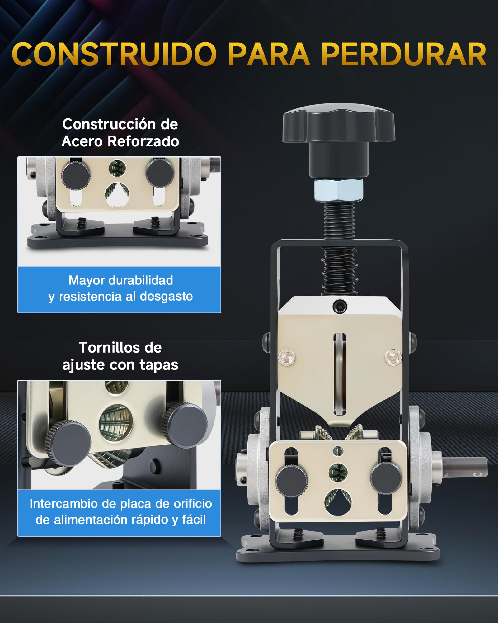 CREWORKS Máquina Pelacables Manual de 1,5 a 25 mm, Pelacables de Cobre compatible con Taladros para Alambre de Chatarra con 2 Placas de Orificio de Alimentación