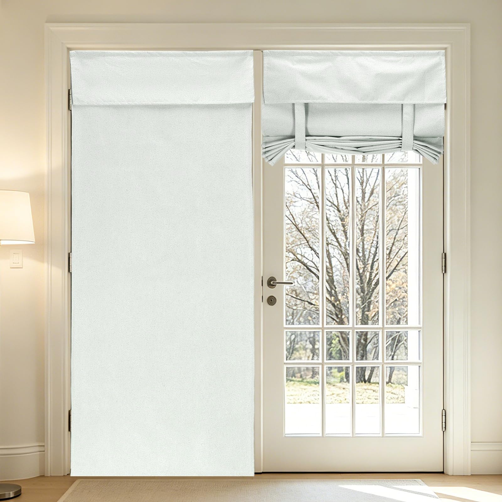 sourcing map 1 PC 100% Blackout Side Door Curtains, 66x203 cm French Door Window Curtain Thermal Insulated Tie Up Door Shade Decoration for Bedroom Kitchen Small Window Treatments, Beige