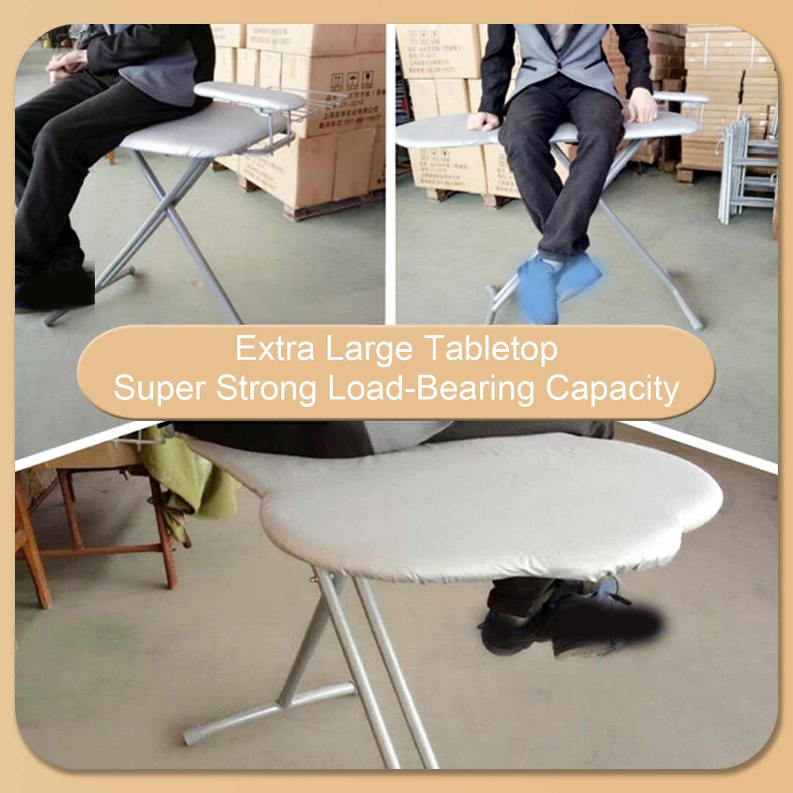 Tabla de Planchar Grande con Soporte para Mangas y Soporte de Hierro, Mesa Planchar Plegable con Estantes, Ironing Board de Altura Ajustable(Blue)