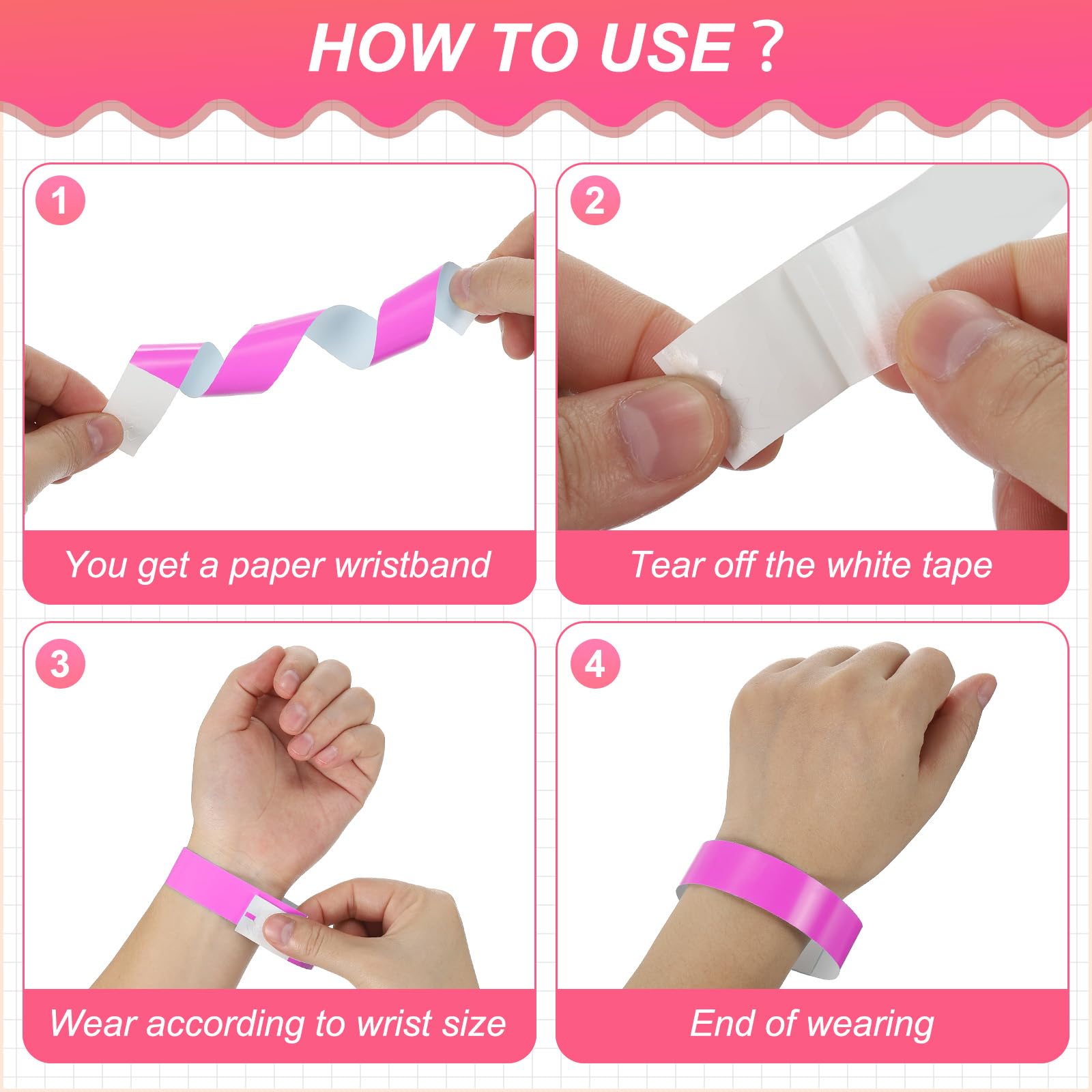 PATIKIL Paper Wristbands for Events 1200 Pack Neon Party Wrist Bands - Image 4