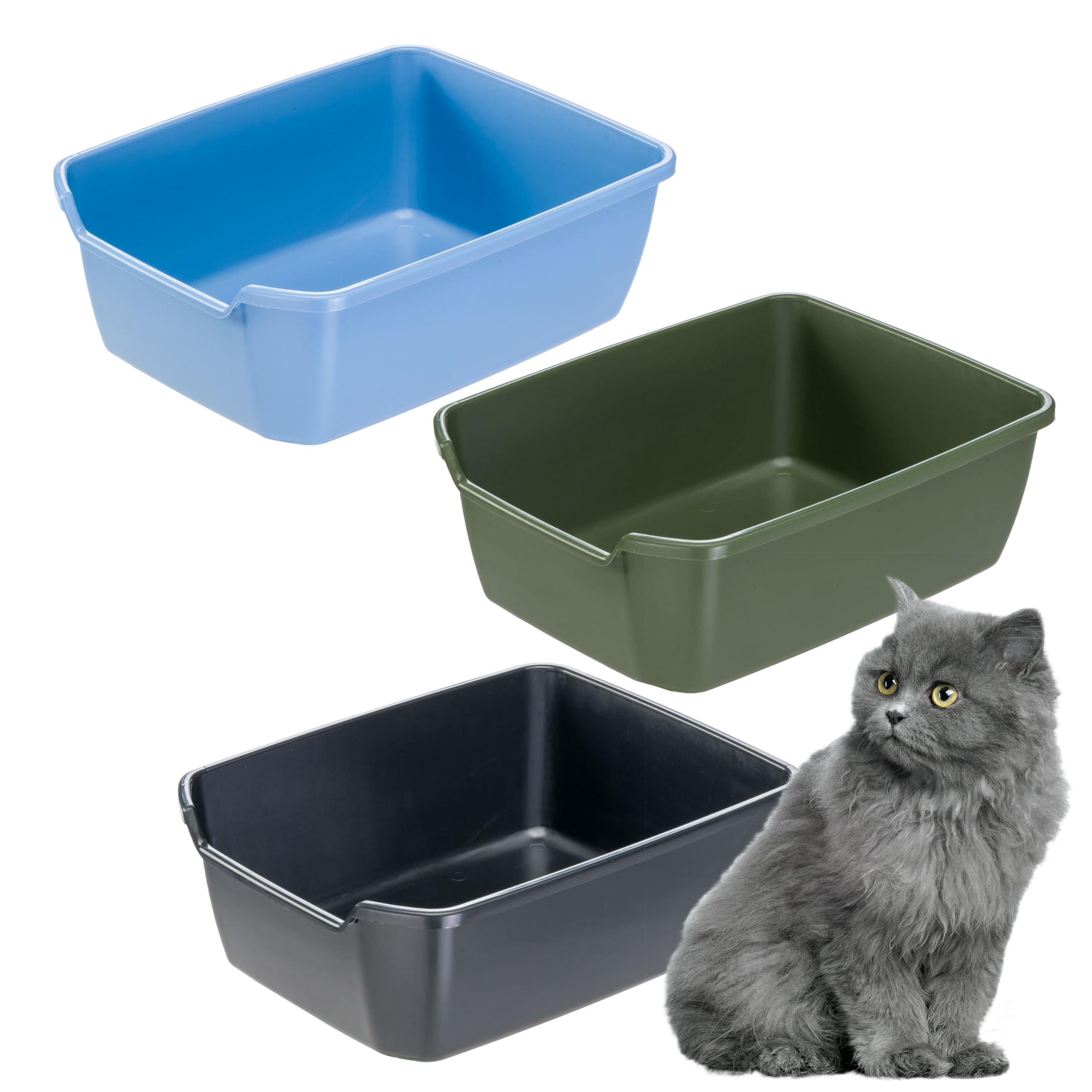 Ferplast Lettiera Gatto, Toilette per Gatti Grandi, in Plastica con Bordi Alti, Facile e Veloce da Pulire L 46 x W 36 x H 16,2 cm, Vari Colori