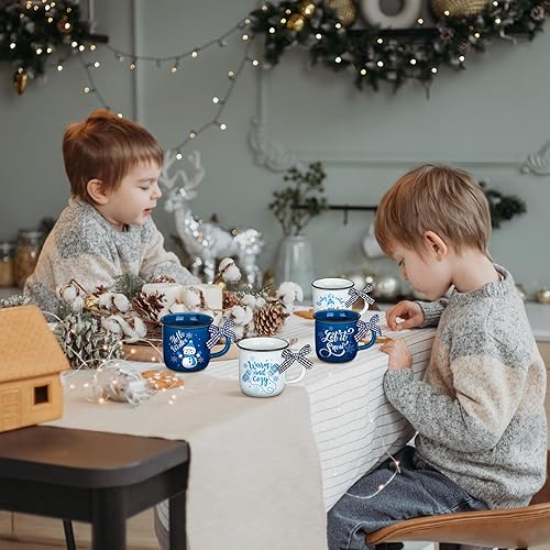 Miniatura 7 de Lallisa 4 tazas de café de Navidad de invierno con cinta, taza de cerámica, regalo de cacao caliente, mini tazas de café, tazas de vacaciones,