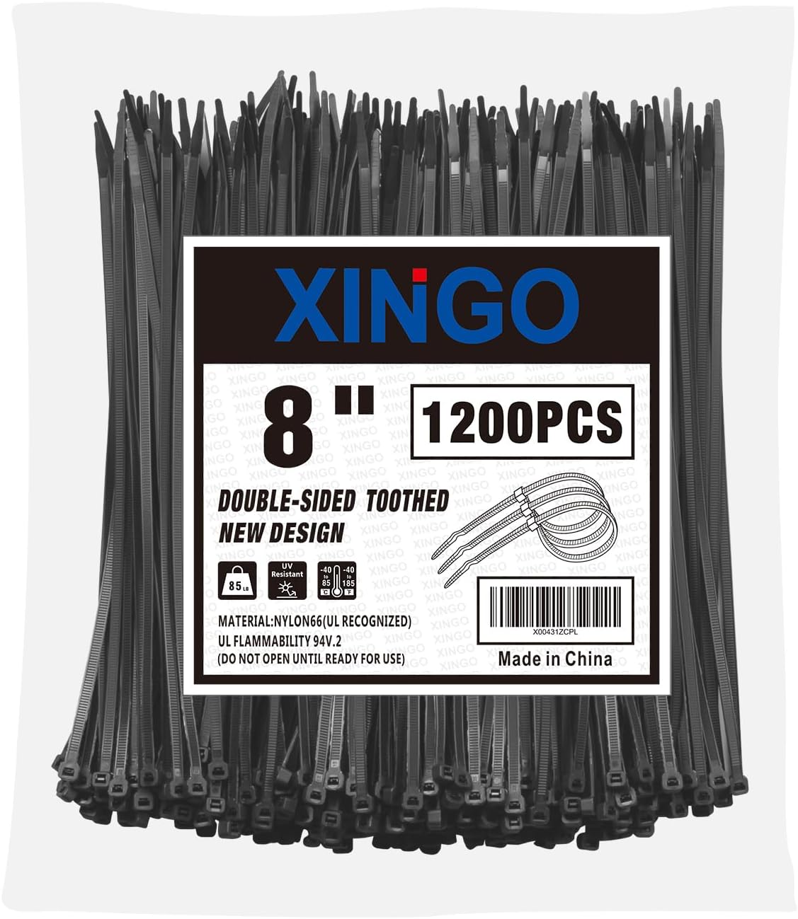 Zip 8 Inch Amazon.com: XINGO 8 Inch Black Zip Ties Double Sided Toothed 1200 PCS ...