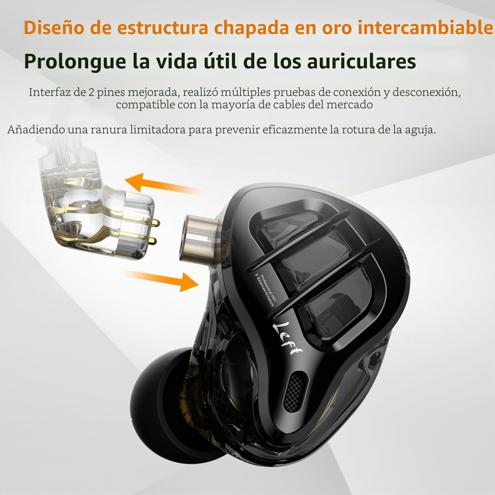 KZA COUSTICS KZ ZAR - Monitor intrauricular 1DD + 7BA Hybrid In Ear, auriculares HiFi Bass IEM, auriculares para videojuegos, cable de 2 pines, gato de 3,5 mm, músicos y audiófilos