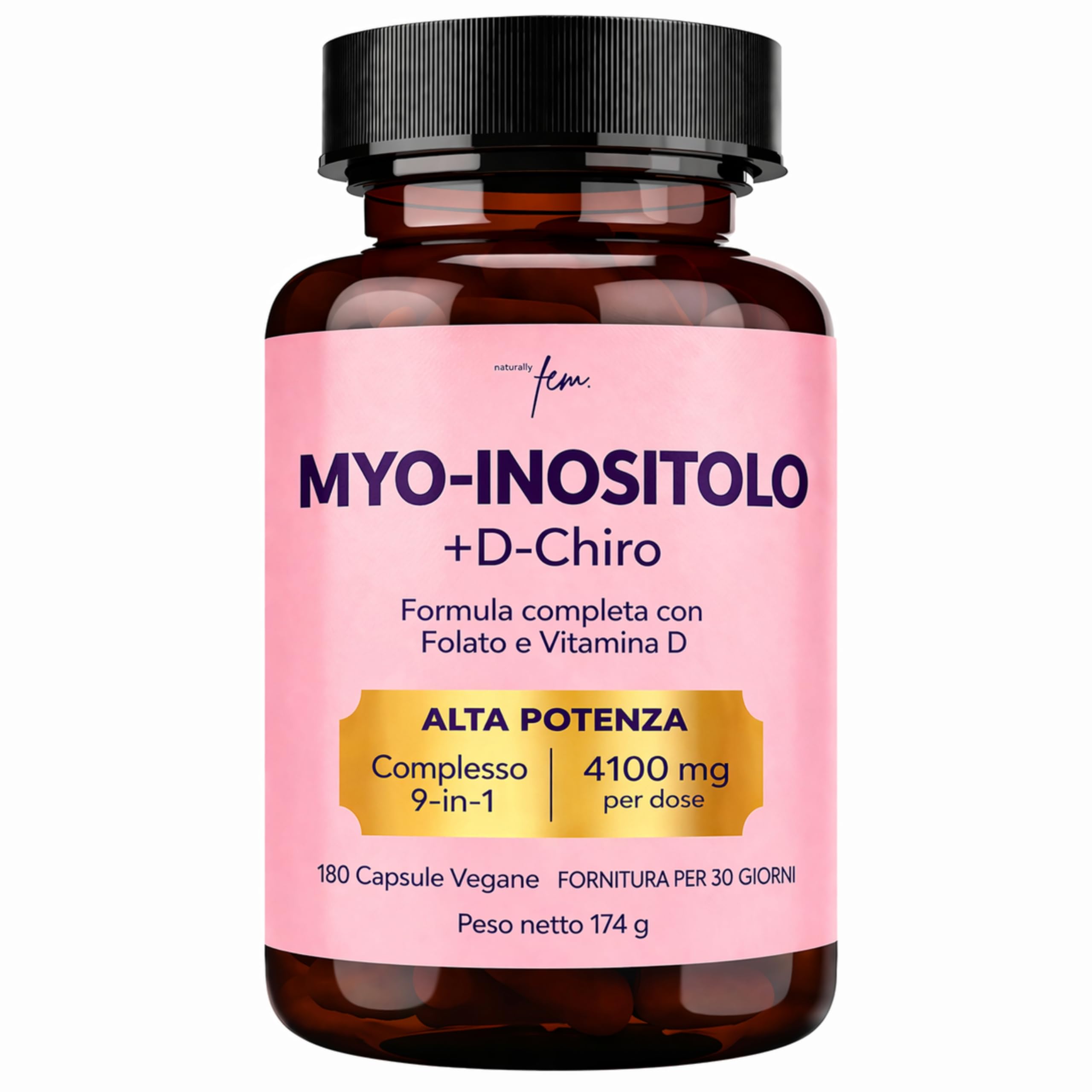 Myo Inositolo e D-Chiro Inositolo Integratore 4100mg - Capsule Vegane - Supporto