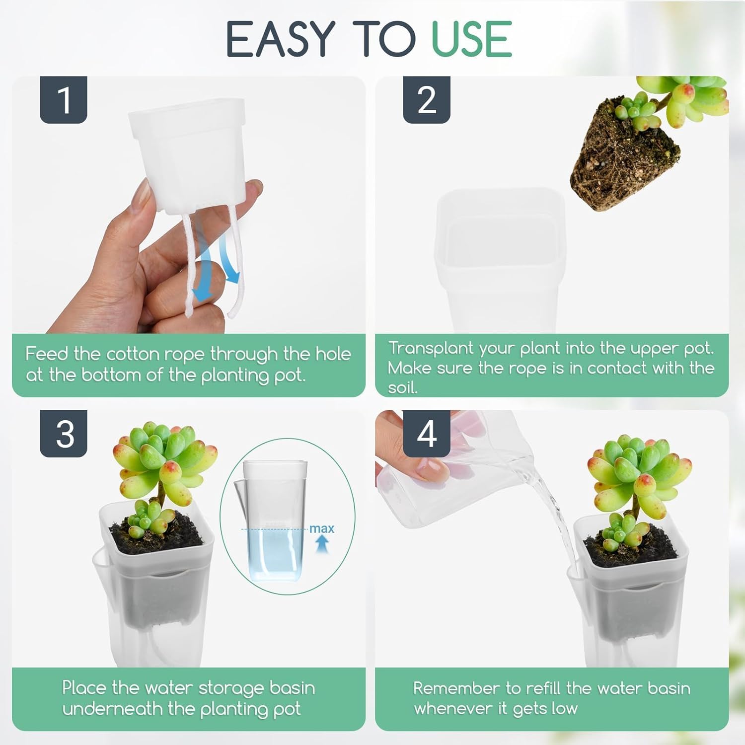 12 Pack 2.5" Small Self-Watering Planter Pots - Mini Clear Seed Starter Pots with Visible Water Level, Plastic Nursery Pots for Succulents, Herbs, and Propagation - Includes 12 Plant Labels