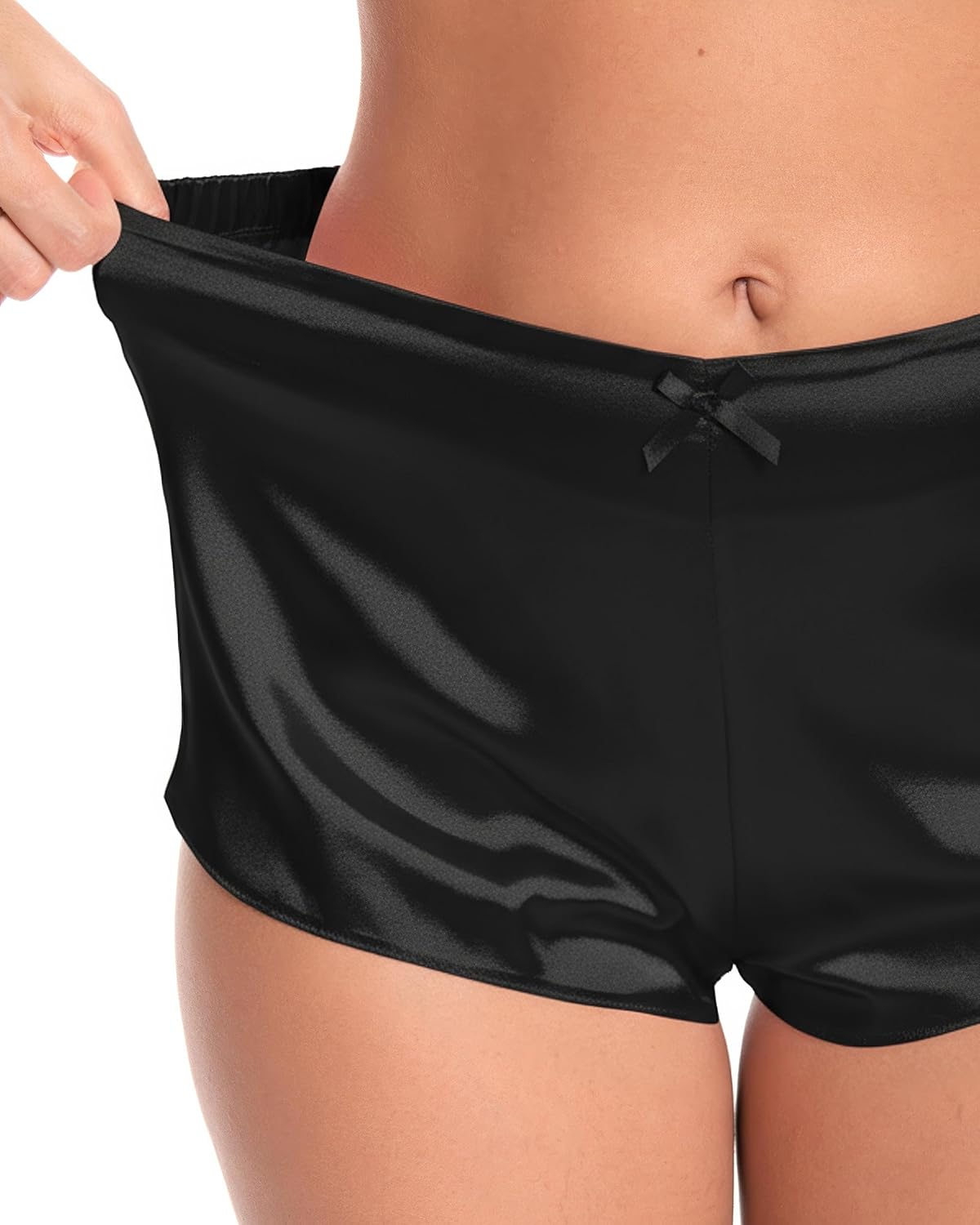 Satini Silky Satin Lingerie Shorts - Smooth Waist, Bow, Elegant Women’s Lingerie, Sleepwear - Image 5