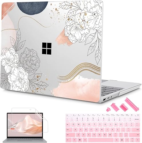 Tuiklol Funda para portátil Microsoft Surface de 13.5 pulgadas con reposamanos de metal, carcasa rígida de plástico con protector de pantalla y