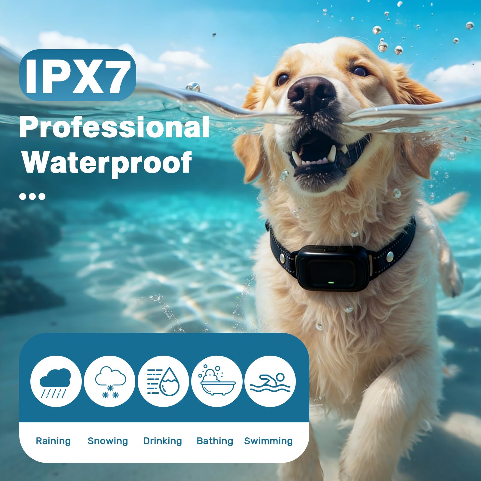 Anti Barking Collars,Dog Training Collar with Behaviour Aids,Ultrasonic&Beep&Vibration,Non-Shock Anti Barking Device for Medium Large Dog,IPX7 Waterproof,Rechargeable Stop Barking Dog Deterrent Device - 4