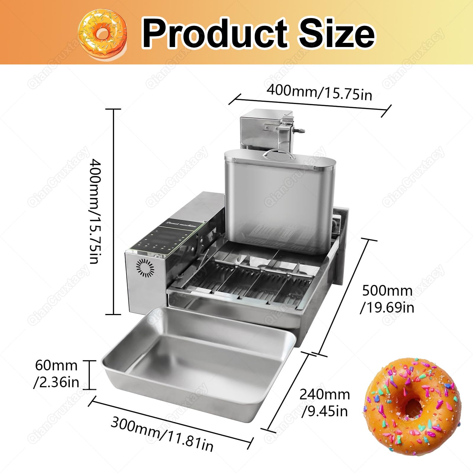 Friggitrice Automatica per Ciambelle, Macchina per Ciambelle Commerciale da 2000 W, 1800 Ciambelle/Ora, Rotazione E Conteggio Automatici,per Snack Bar, Hotel E Cucine Professionali