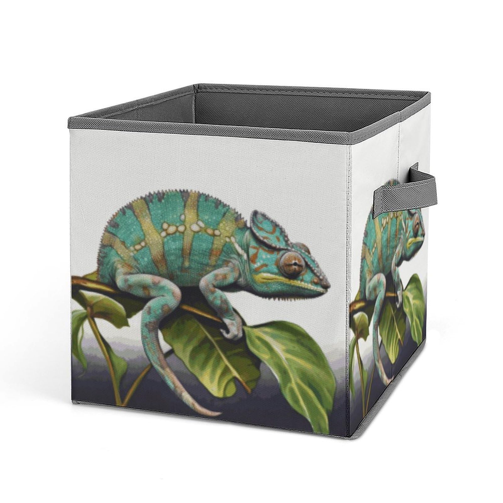 MUSM Chameleon Foldable Storage Box Collapsible Fabric Organizer Large Capacity Folding Storage Bins with Handles for Home Bedroom Closet 10.6 X 10.6 X 10.6 Inches