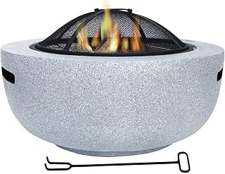 Party Use Fire Pit, BBQ Imitation Marble Brazier, Fire Pits for Garden Chrome-Plated Iron Grilling Net Outdoor Fire Pits are Suitable for Garden Outdoor Gatherings