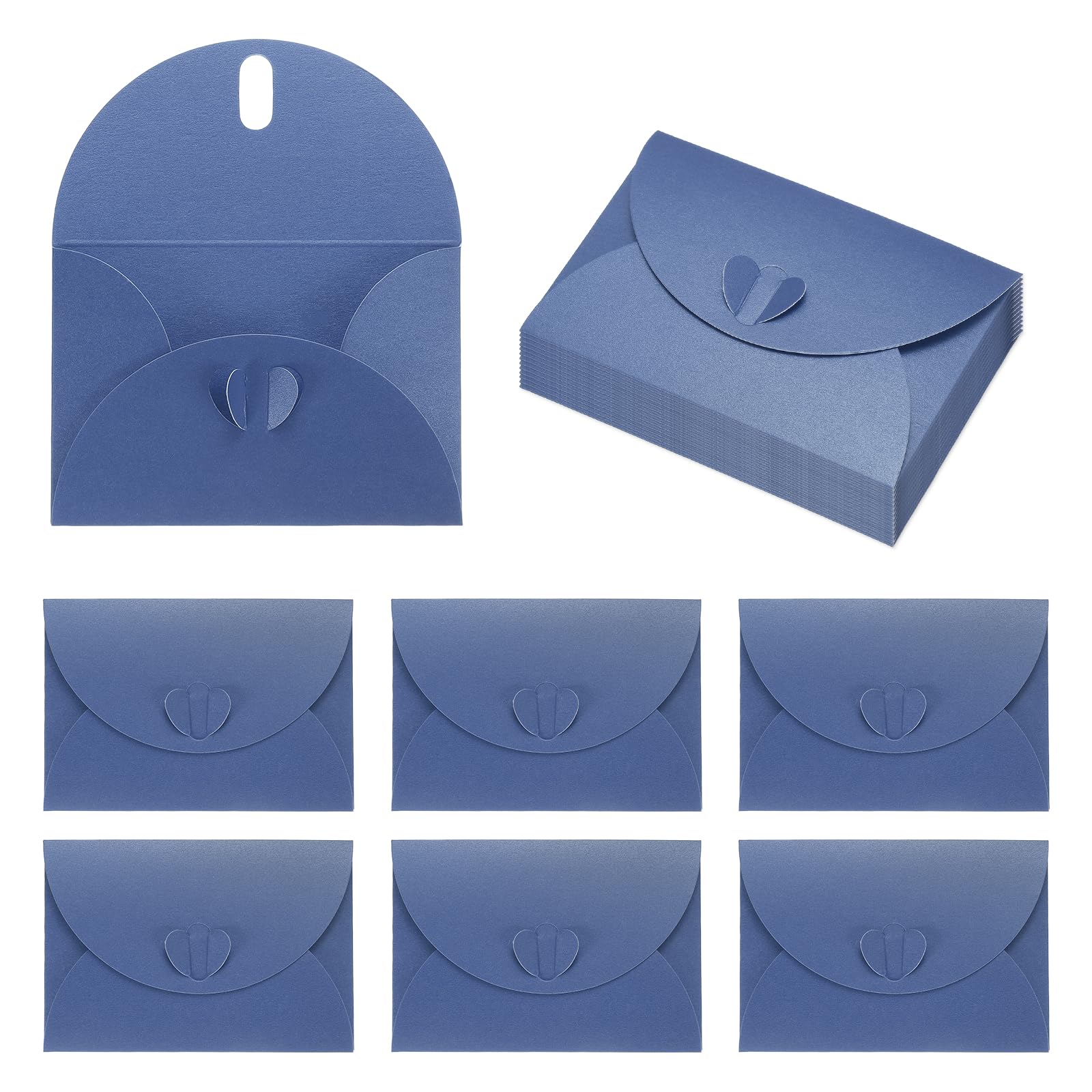 PATIKIL 4.1 x 2.8 Inch Mini Card Envelopes, 20Pcs Cute Envelopes Holder with Heart Clasp for Birthday Weddings Favors Business Greeting Cards, Blue
