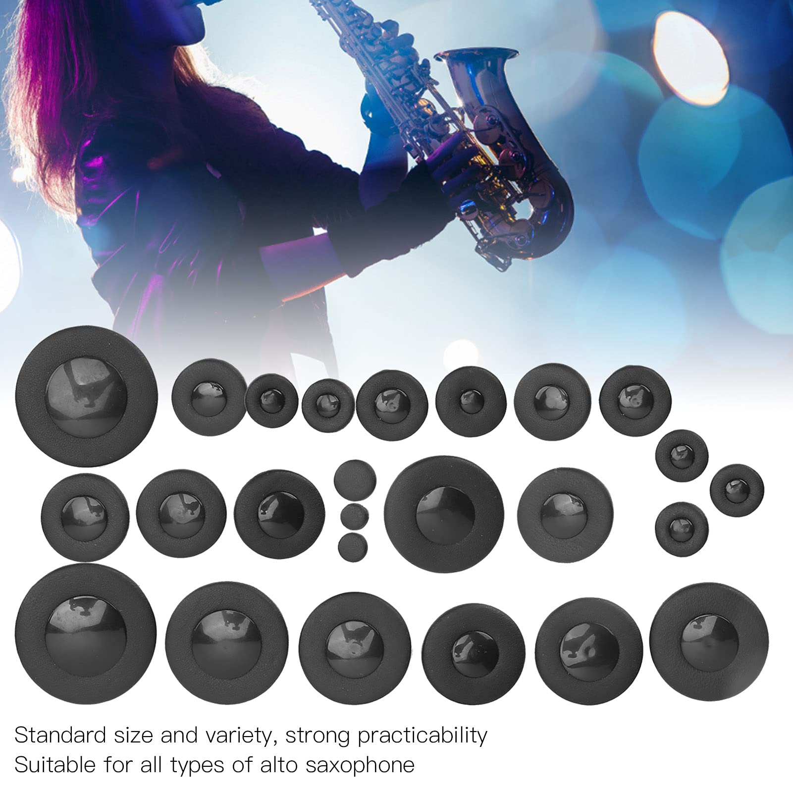 25 Almohadillas para Saxofón Alto, Almohadillas Profesionales de Piel de Oveja con Aislamiento de Sonido ABS, Accesorios para Saxofón Alto para Músicos Exigentes