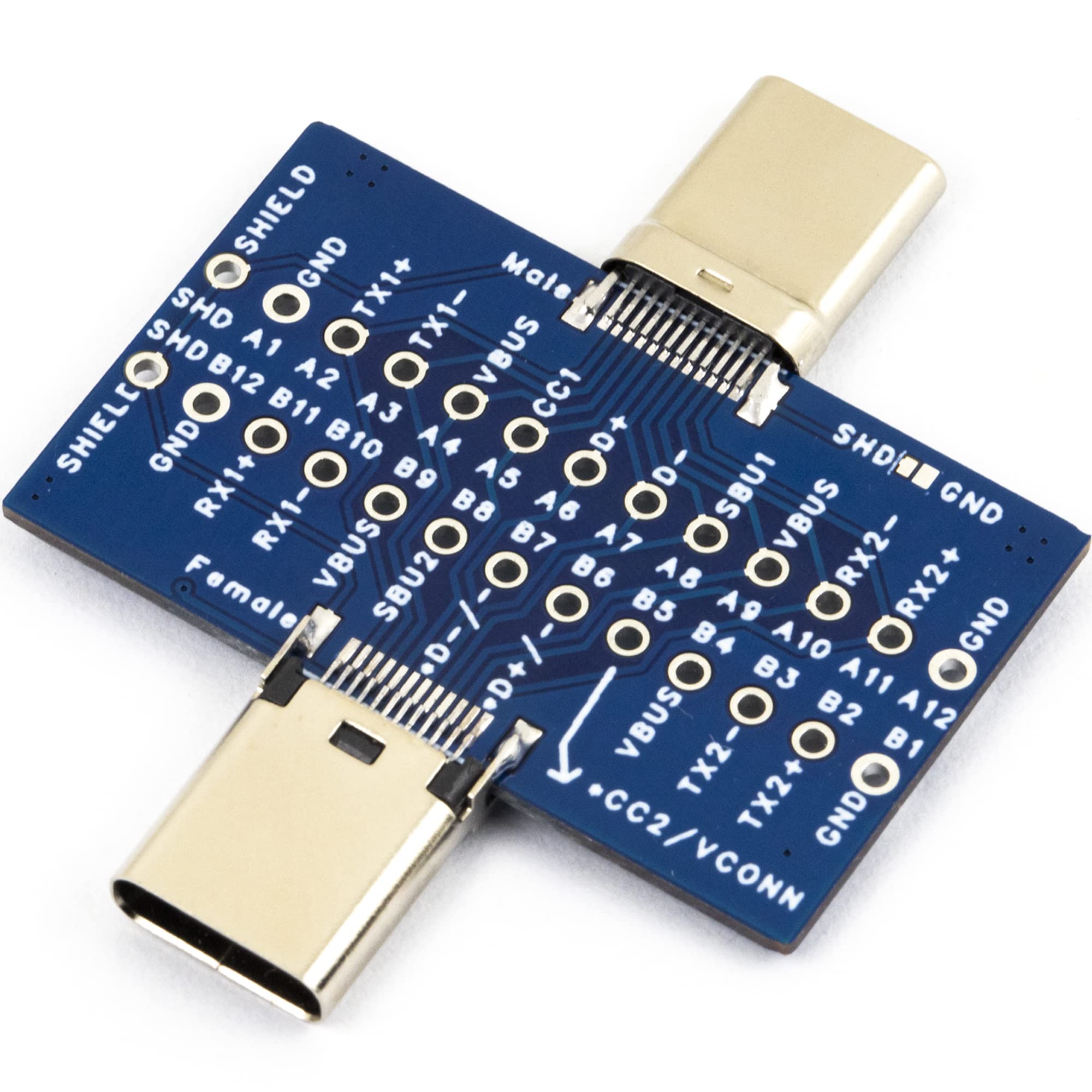 2 pz USB Tipo C Breakout Board Maschio a Femmina 24Pin Pin Full Pin Uscita Test Board 0.1 "Passo per Trasferimento Dati Estensione Cavo PCB Apprendimento Refitting