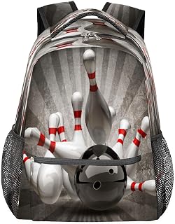 Mochilas escolares de bola de boliche para meninas, mochila de estudante, resistente à água, bola de boliche esportiva, bolsa escolar de viagem para mulheres/homens, Multi, Medium