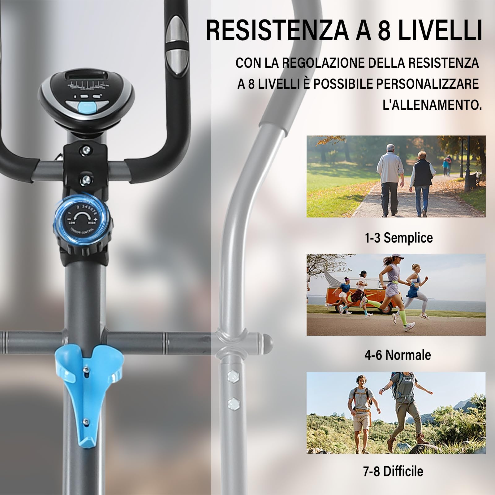ISE Ellittica Professionale per Casa - Cross Trainer con Resistenza Magnetica 16 Livelli, Display LCD Multifunzione, Peso Utente Max 150kg, Pedane Antiscivolo, Ideale per Cardio e Allenamento Totale