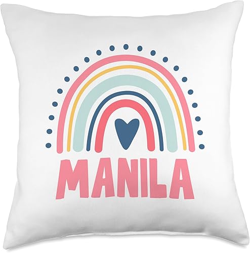 Idea Regalo Personalizzata con Nome Gifts Idea Manila Name Custom Woman Myth Legend Pink Birthday Party Throw Pillow, 18x18, Multicolor