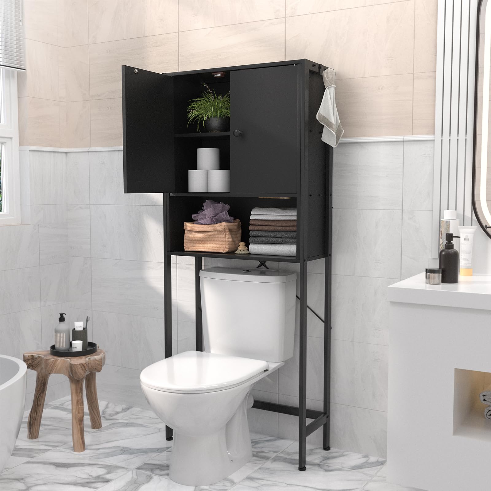 Ecoprsio Over-The-Toilet Storage Cabinet Rack, Bathroom Organizer Shelf ...