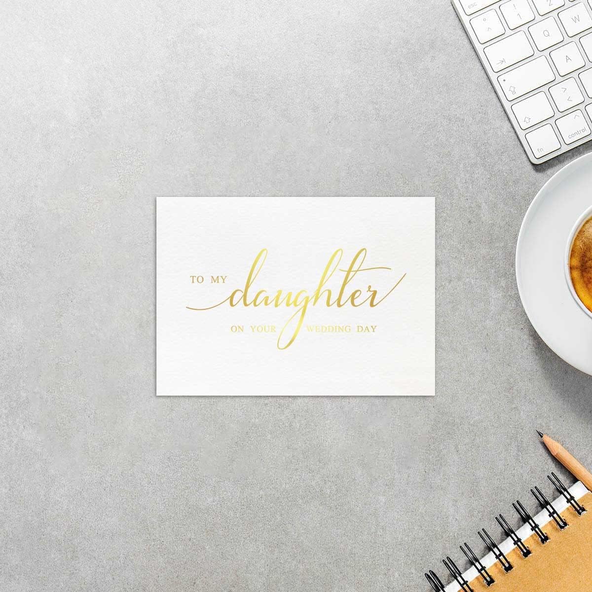 MAGJUCHE To My Daughter On Your Wedding Day Card, Gold Foil Wedding Card - Image 3