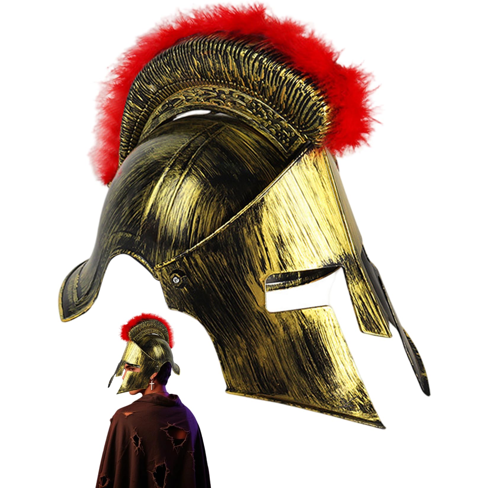 Costume da armatura medievale Antico elmo romano vichingo per giochi di ruolo di Halloween Sparta, elmo romano