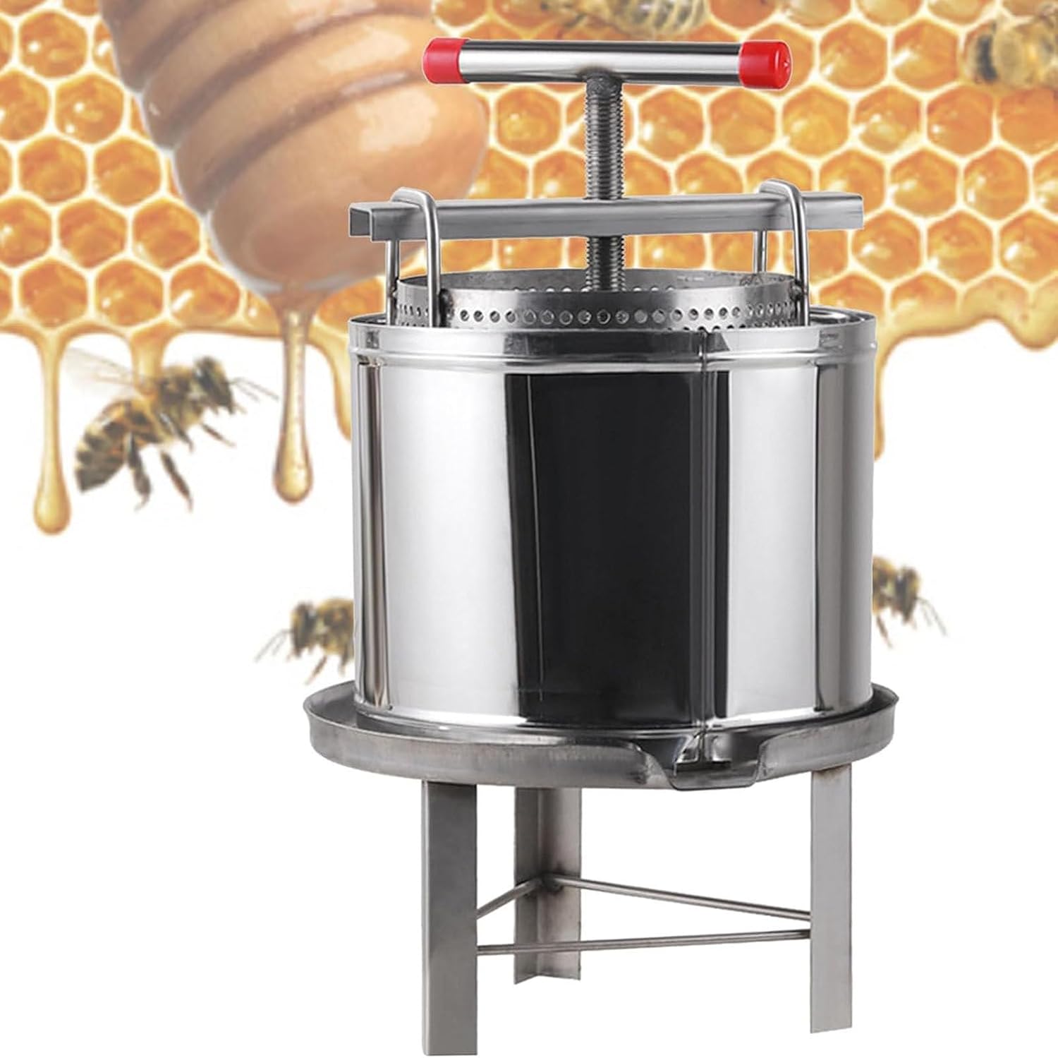Fruit Press, Cider Press Manual Juicer 10L Stainless Steel Honey Press, Cider Cheese Herb Vegetable Press, Wine Making Supplies and Equipment