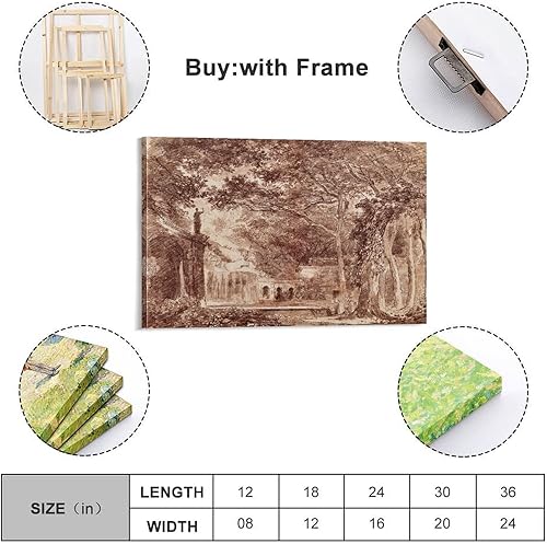 Miniatura 2 de Póster de papel Giclée con la fuente ovalada en los jardines de la villa D Este Tivoli de Hubert Robert Giclée, póster de papel para impresión de