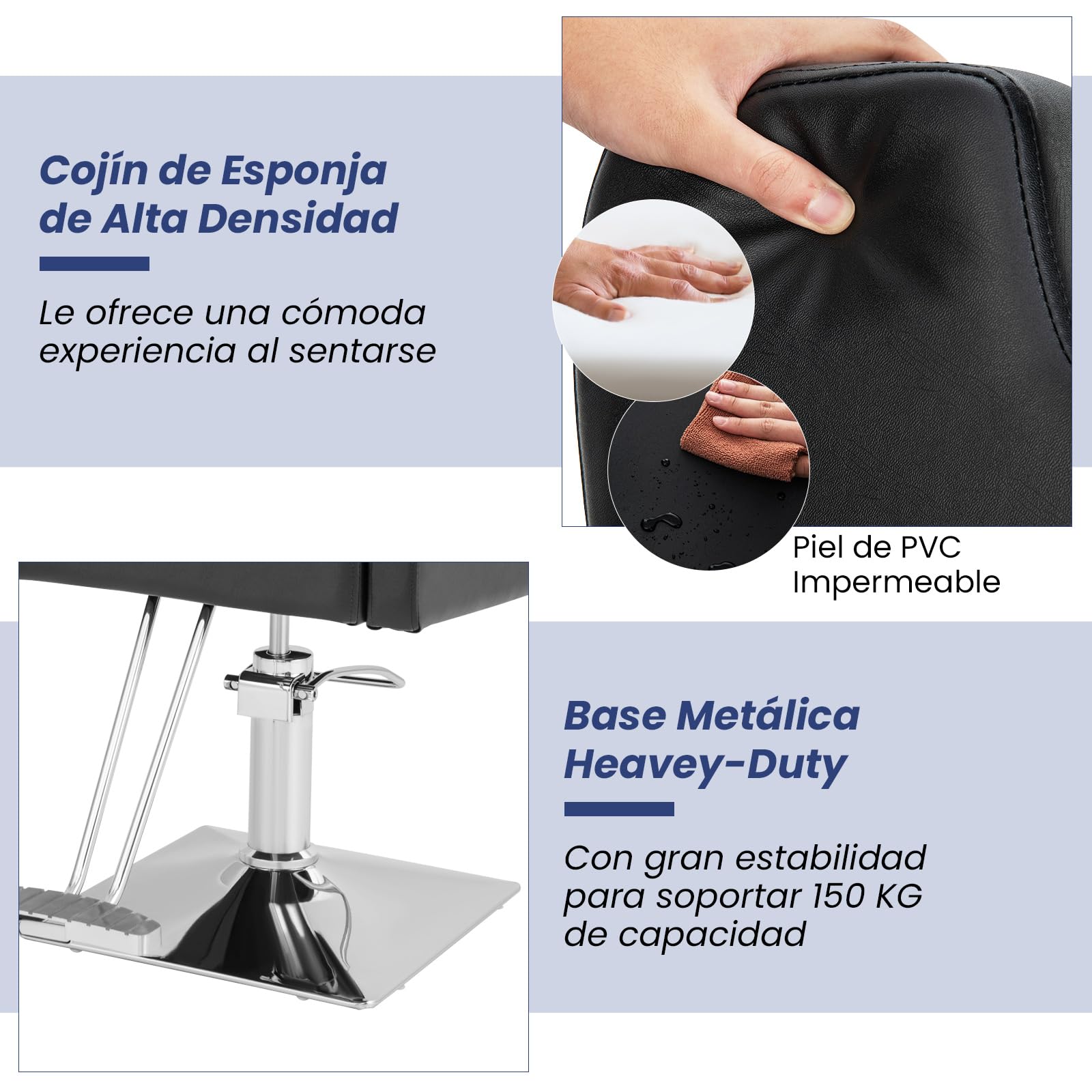 RELAX4LIFE Silla Peluquería Giratoria 360°con Reposacabezas Ajustable y Reposapiés, Sillón Barbero con Altura Regulable y Bomba Hidráulica para Salón de SPA y Belleza, Barbería, Carga 150 kg (Negro)