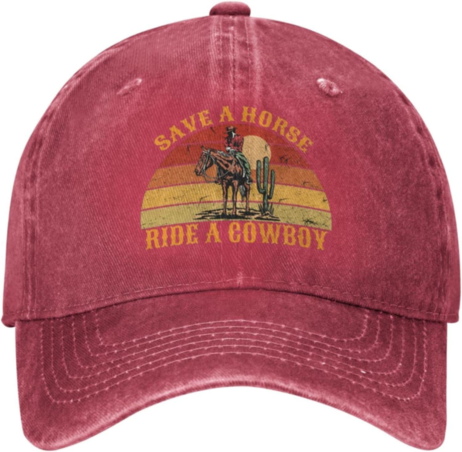Lsjuee Unisex Red Save A Horse Ride A Cowboy Hat Women Baseball Hat Graphic Hat