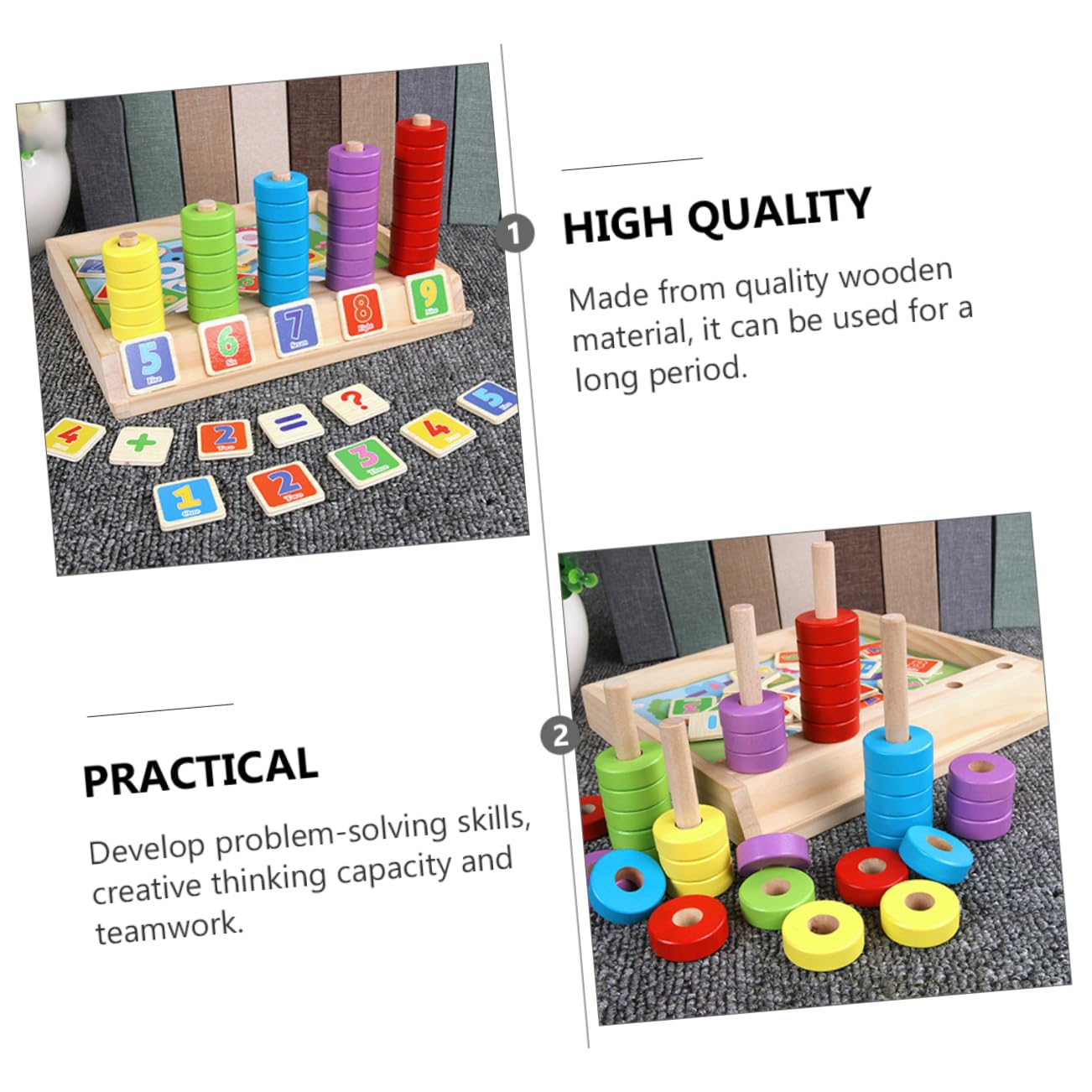 Educativo de Bloques de Madera para Multifuncional de Matemáticas Colores Desarrollo Cognitivo y Habilidades Manuales para Preescolar