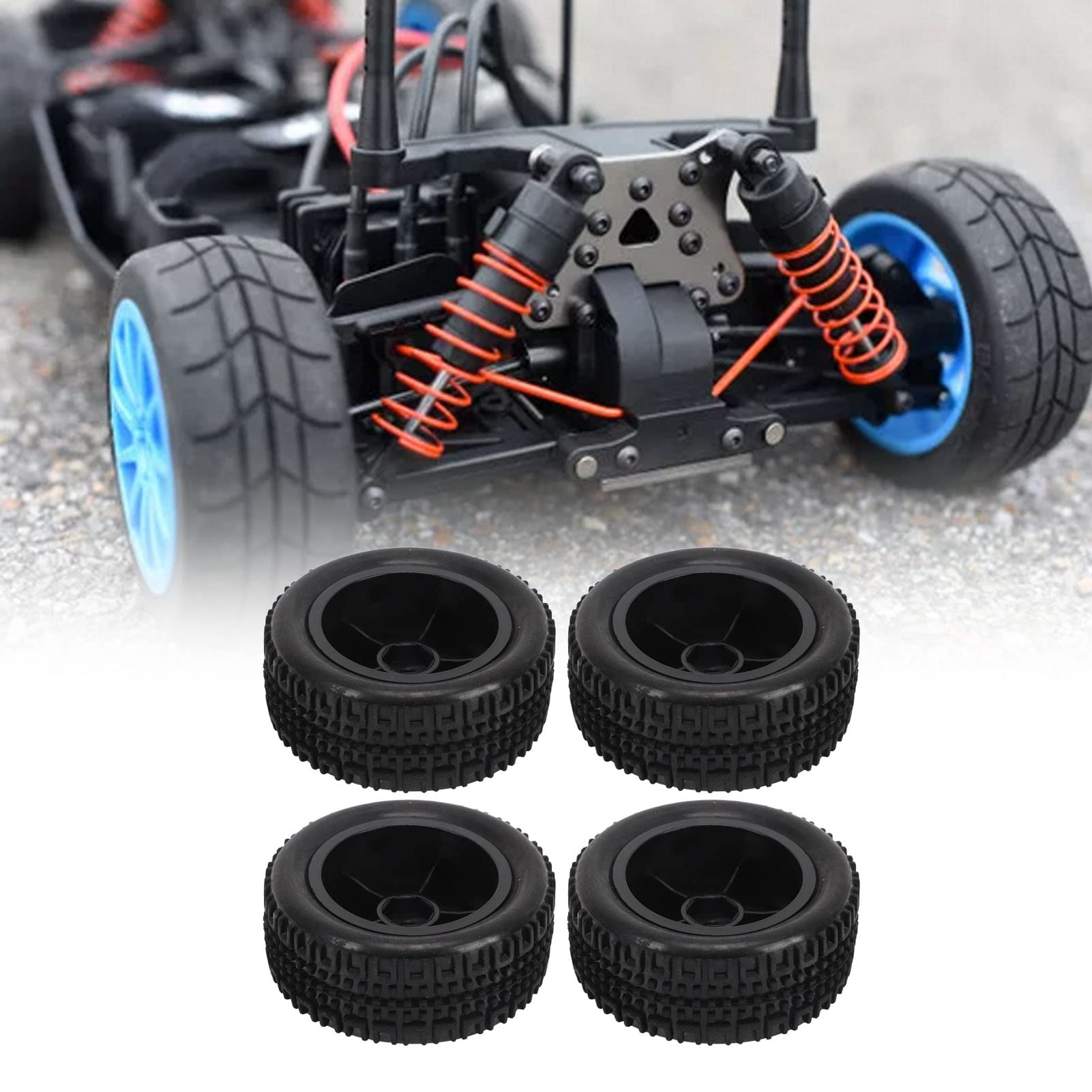 Alomejor Pneumatici per Auto RC in Scala 1/16 da 4 Pezzi Pneumatici RC con 10 Raggi per Auto Telecomandata 1/16