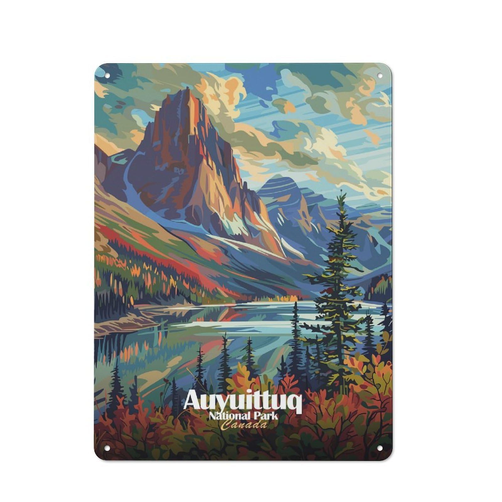 Junmoney Style-14 Vintage Tin Sign 40X30cm With Auyuittuq National Park Canada Landscape For Home Bar Wall, Metal Sign Decor For Home Bars And Entertaining Spaces