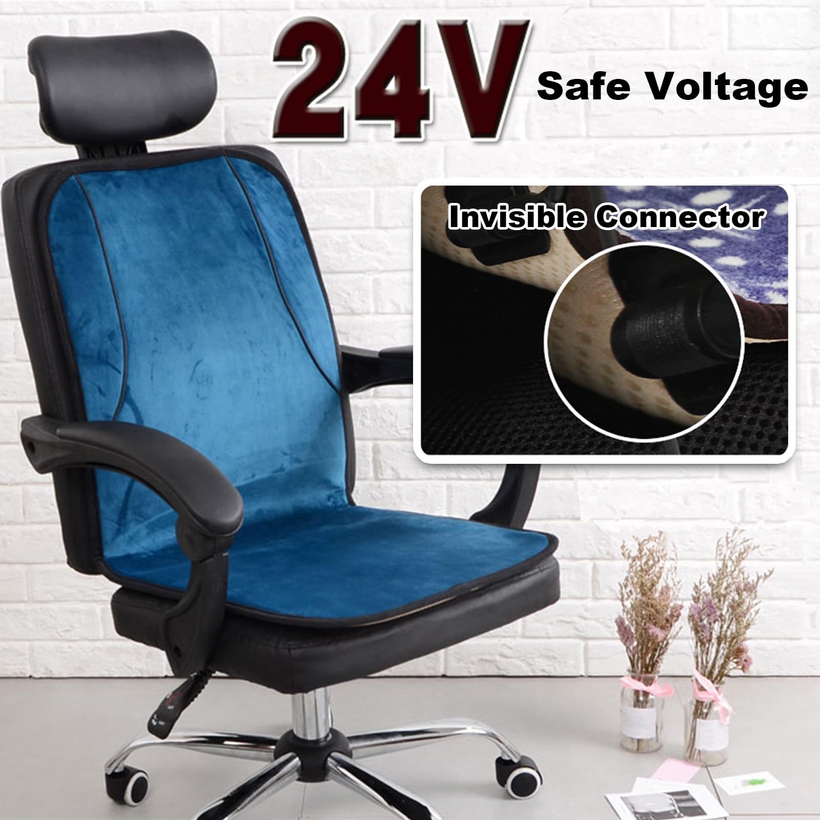 Almohadillas Electricas, Esterilla Electrica con 7 Ajustes de Temporizador y 6 Niveles de Temperatura, Esterilla Calor para Sillas de Oficina, Hogar y Exteriores(Black)