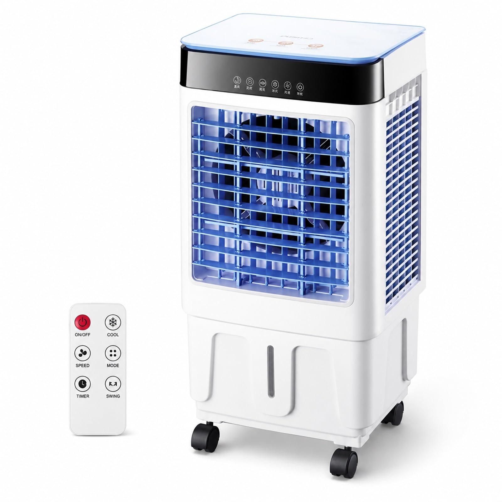 WPWSDWMX Evaporative Air Cooler 30L Portable Swamp Cooler 140W 3-Speed 90° Swing Remote Evaporative Cooler for 15-35㎡ Home Garage Outdoor Cooling