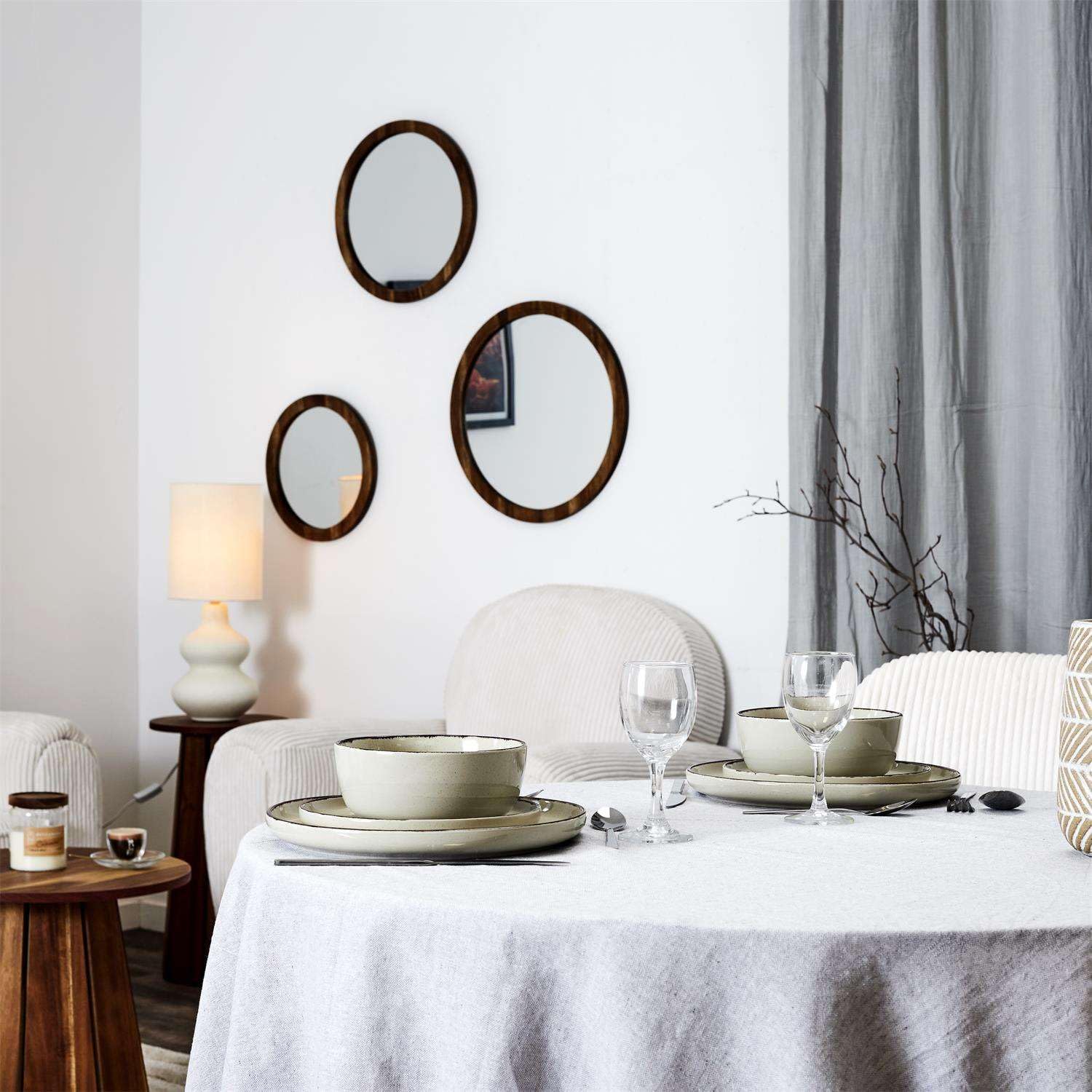 Home Deco Factory, KA0444, Servizio Piatti 12 Pezzi in Gres Beige, Piatti Fondi, Piani e Dessert, Design Artigianale, Resistente e Pratico, Facile Manutenzione, Misura: 12 Pezzi, Colore: Beige