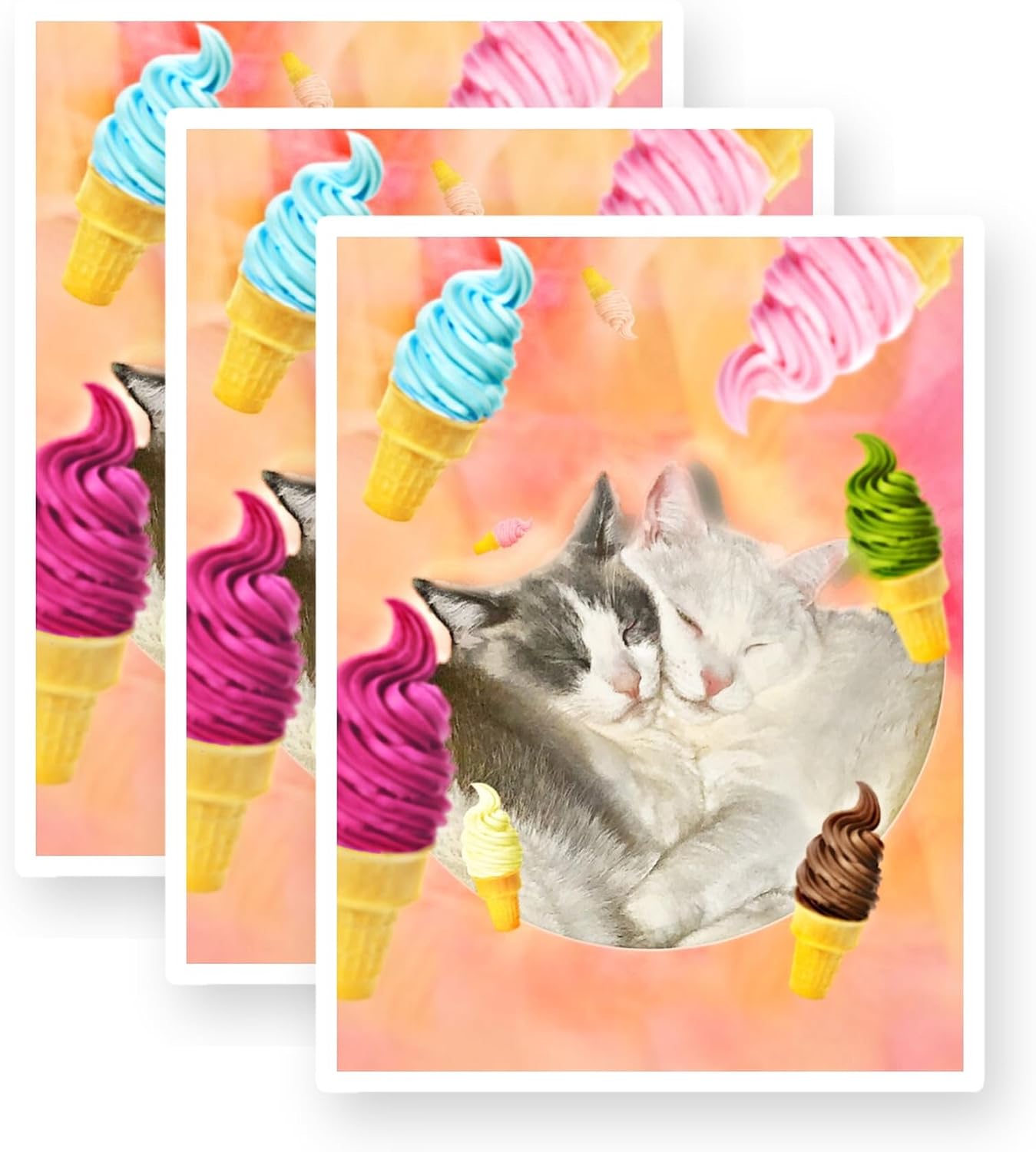 Snuggle Buddy Cats Vinyl Stickers 3 Pack 3 Inch