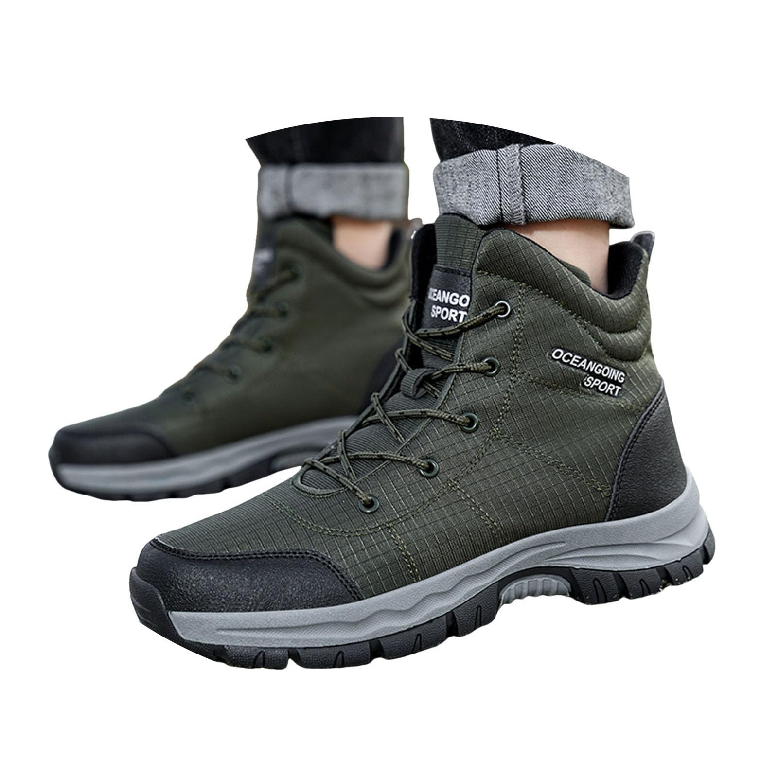 Generisch Herren Outdoor Sportschuhe mit Rutschfester Sohle Schnürboots für Bergsteigen Wandern