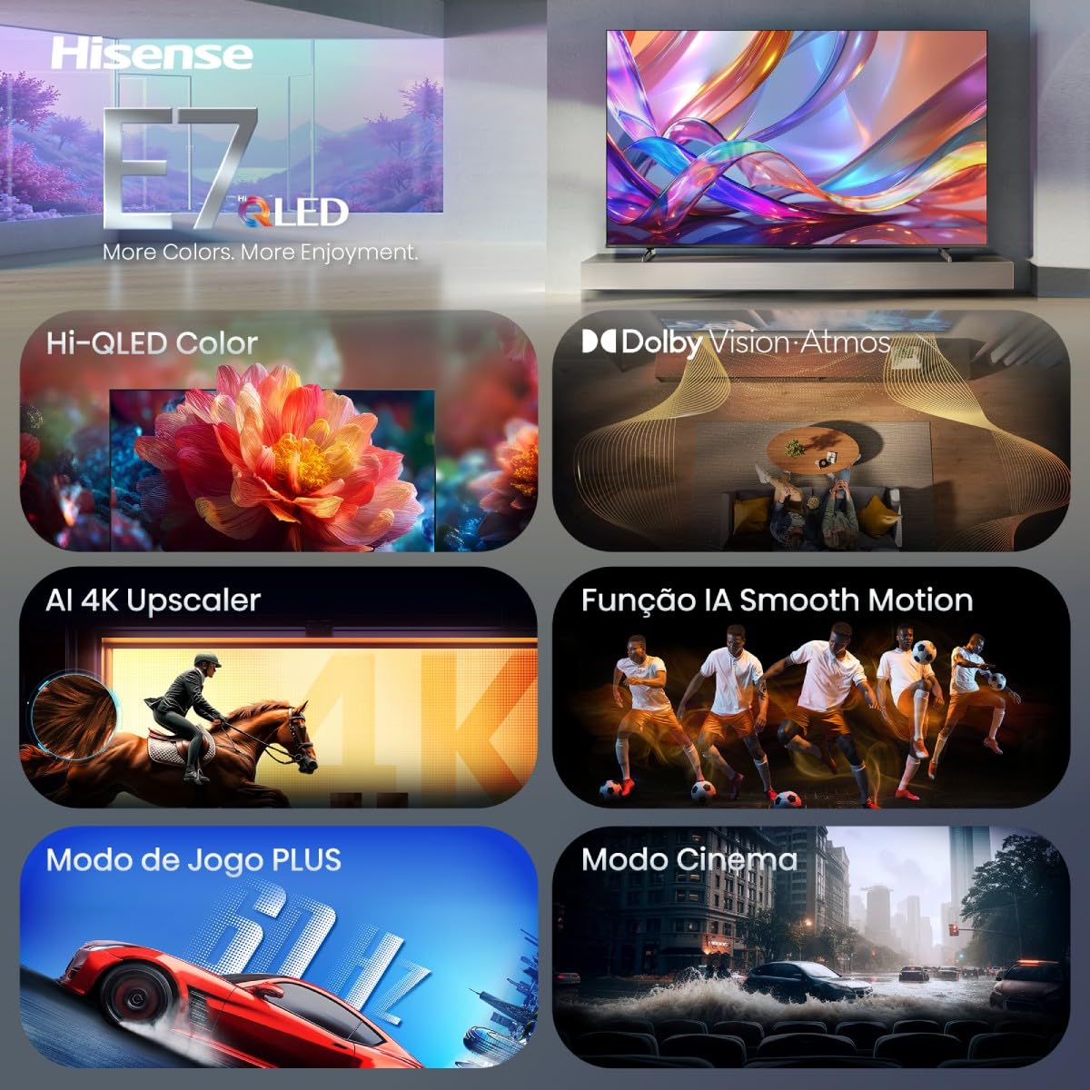 Hisense TV 43E7S (2026) 43" VA QLED 4K UHD Noire