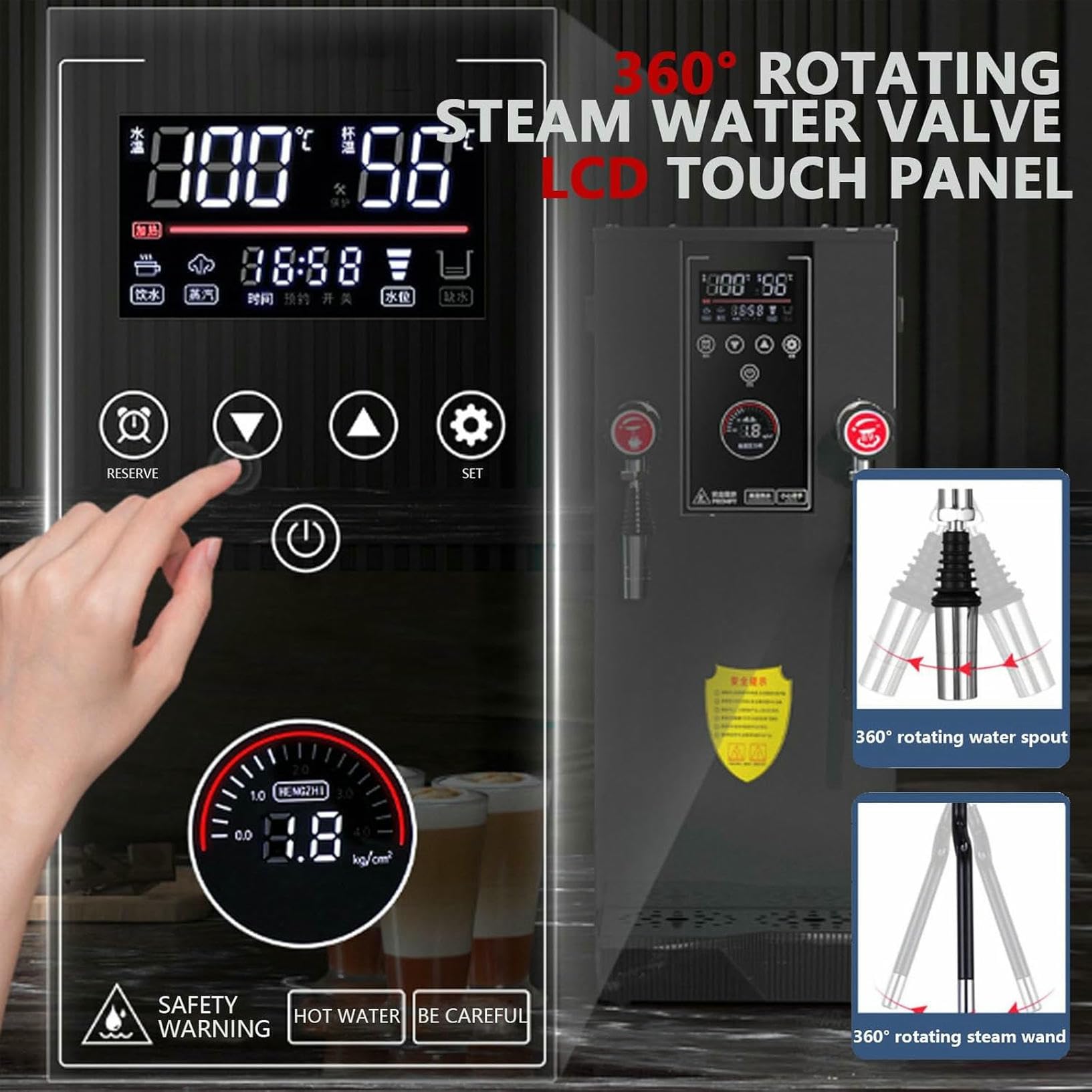 Montalatte Elettrico Professionale da 12 Litri con Display LCD e Vassoio raccogligocce, Ideale per Bar, caffetterie, Sale da tè e ristoranti.