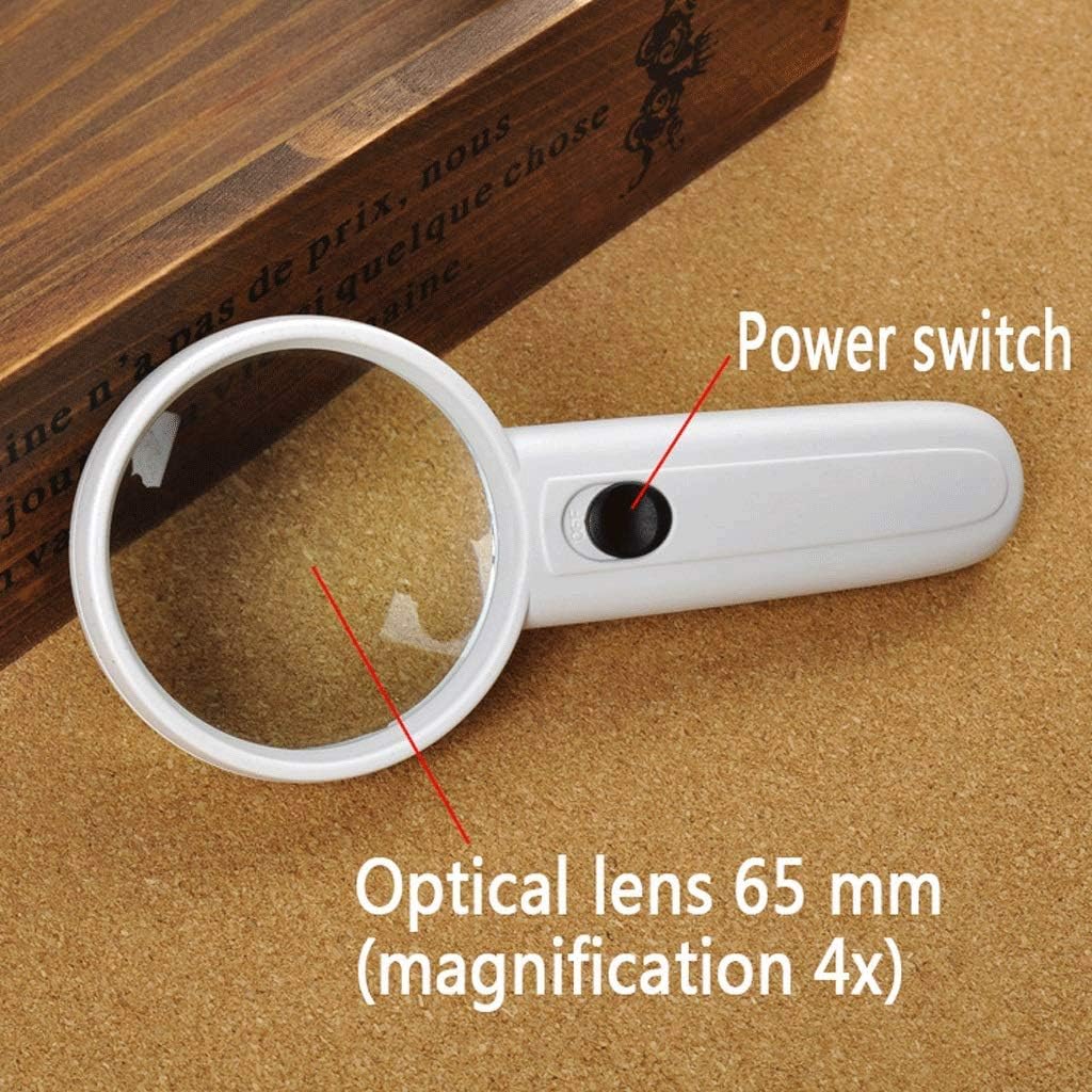 Bright Power Handheld Reading Magnifying Glass with Light- for Small, Map, Coins, Inspection and Jewelry Loupe