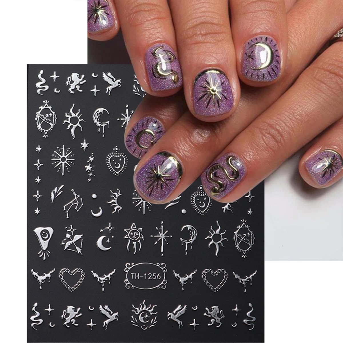 Amazon.com: 8 Sheets Moon Star Nail Art Stickers 3D Stars Moon