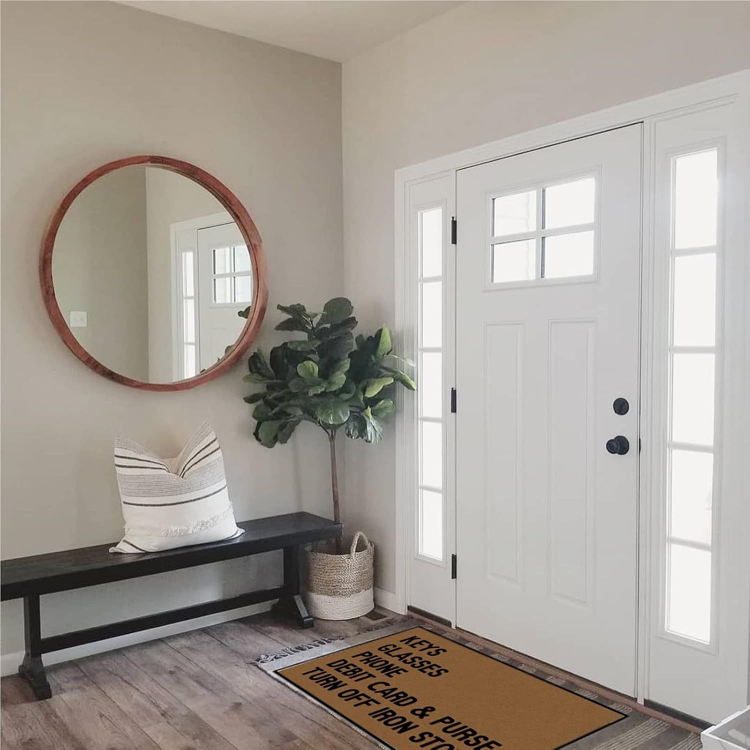 Keys Glasses Phone Debit Card&Purse Turn Off Iron Stove Extra Large Fall Doormats for Outdoor Entrance Home, Welcome Rugs Front Door Outdoor Decor for Home Winter Doormat 30"x18"